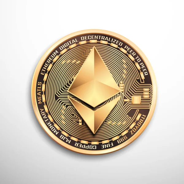 Ethereum golden coin. — Stock Vector