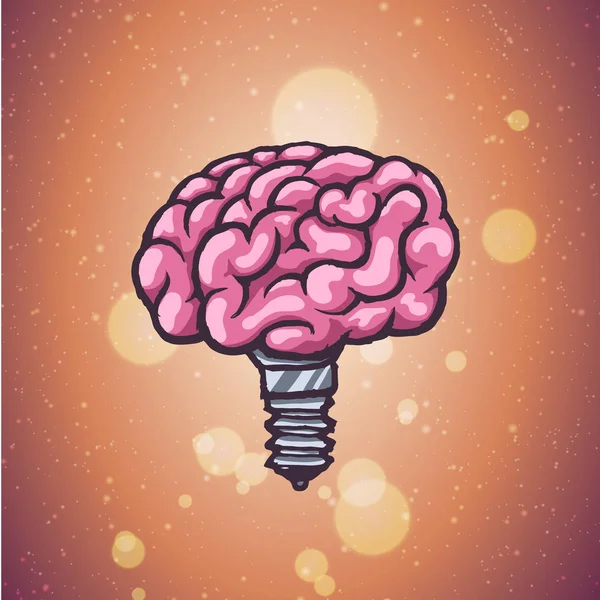 Concepto abstracto del cerebro como una bombilla . — Vector de stock