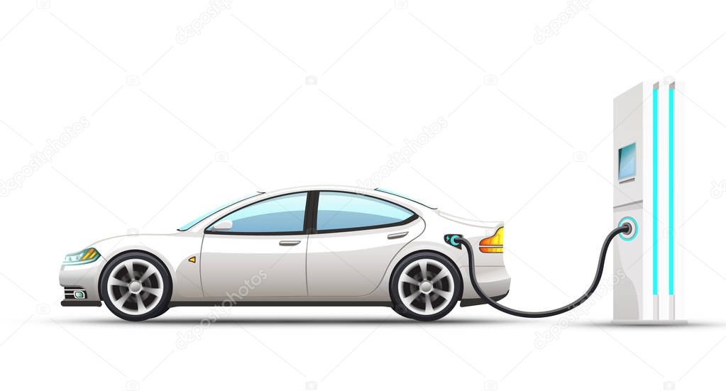 Realistic vector illustration of electric car.
