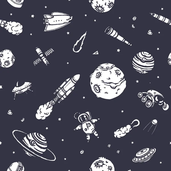 Modèle sans couture dessiné à la main astronomie doodle . — Image vectorielle