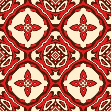 Kırmızı ve bej geometrik süs vektör. Dikişsiz Arapça desen