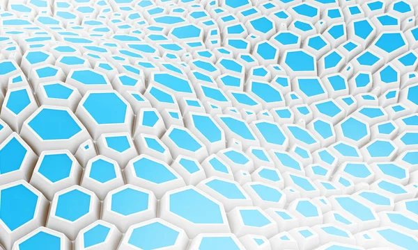 Parametryczne Białe Niebieskie Poligonalne Tło Otoczenie Komórek Medyczny Abstrakcyjna Ściana — Zdjęcie stockowe