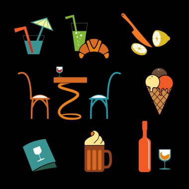 Cafe simgeler kümesi web için 