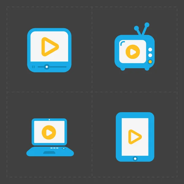 Iconos modernos vector reproductor de vídeo plano . — Vector de stock