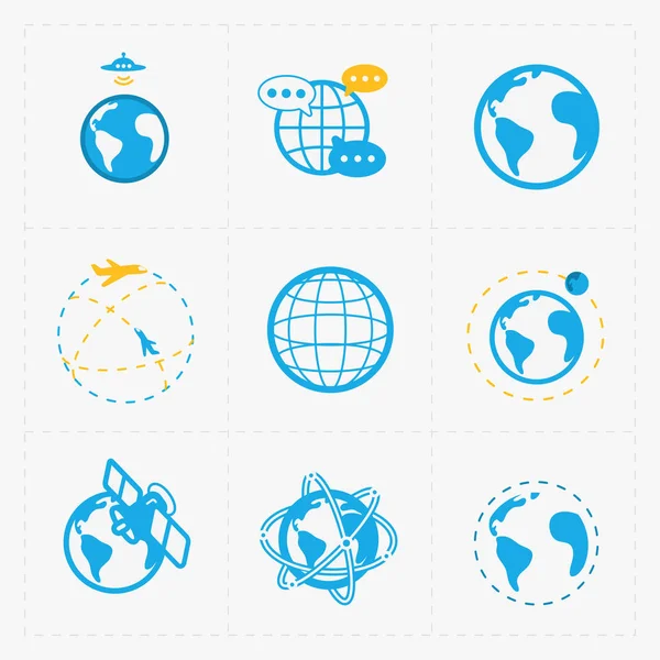 Earth vector icons set on white background. — Stock Vector