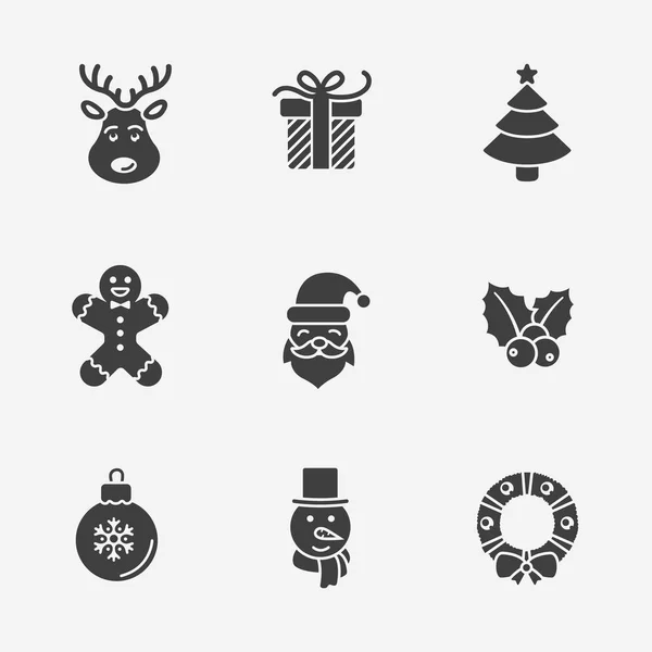 Christmas silhouette icons collection — Stock Vector