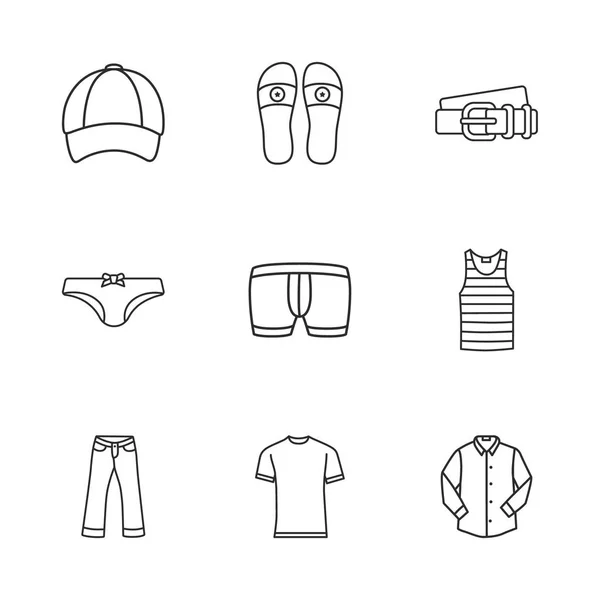 Nove icone di vestiti moderni — Vettoriale Stock