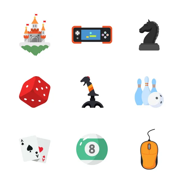 Nine flat game icons — Stock Vector