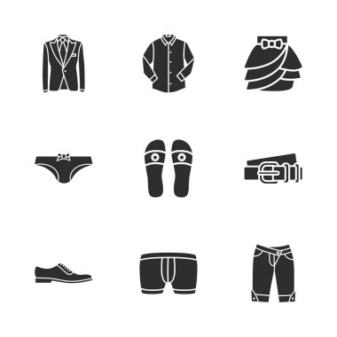 dokuz modern giysiler simgeler 