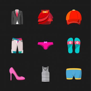 dokuz modern giysiler simgeler 