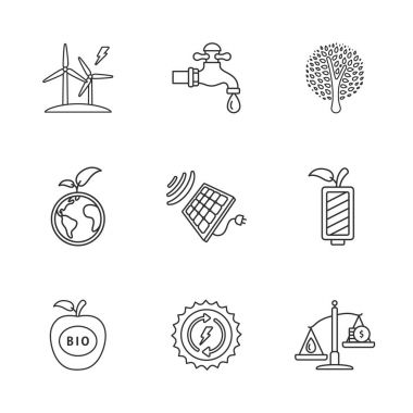 dokuz düz Eko simgeler 