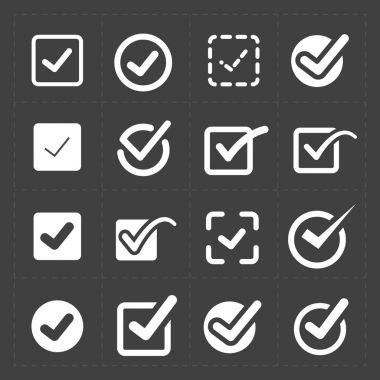 Vektör beyaz onaylamak Icons set 