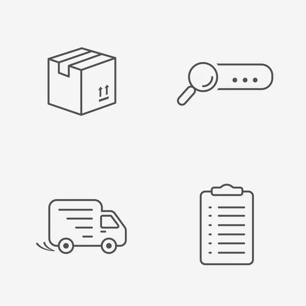 Flache Kontur Shop Icon Set — Stockvektor