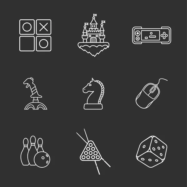 Nueve iconos de juego plano — Vector de stock