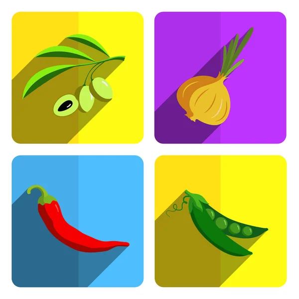 Colorful Vegetable Icon Set on Bright Background — Stock Vector