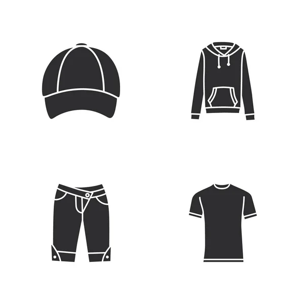 Cuatro iconos de ropa moderna — Vector de stock