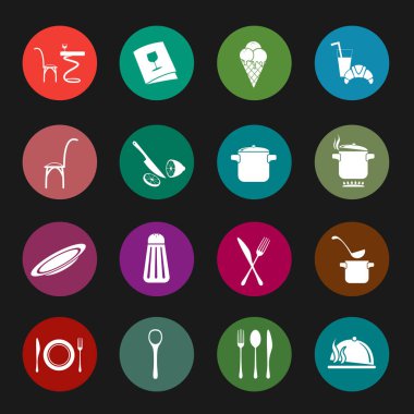 Mutfak vektör simgeleri ayarlandı 