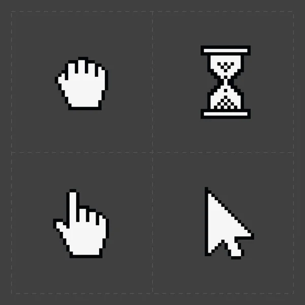 Pixel ikonok kurzorok fekete. Vektoros illusztráció. — Stock Vector