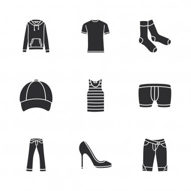 dokuz modern giysiler simgeler 