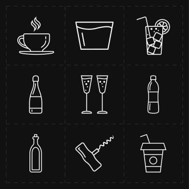 dokuz modern düz simgeler bar 