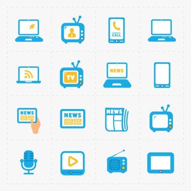 Beyaz arka plan üzerinde vektör Medya Icons set 
