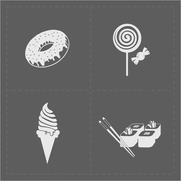 Grery arka plan üzerinde beyaz Fast Food Icon Set — Stok Vektör