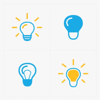 Renkli Işık Ampüller. Ampul Icon set. 