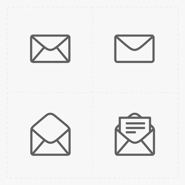 Iconos de correo electrónico y sobres sobre fondo blanco . — Vector de stock