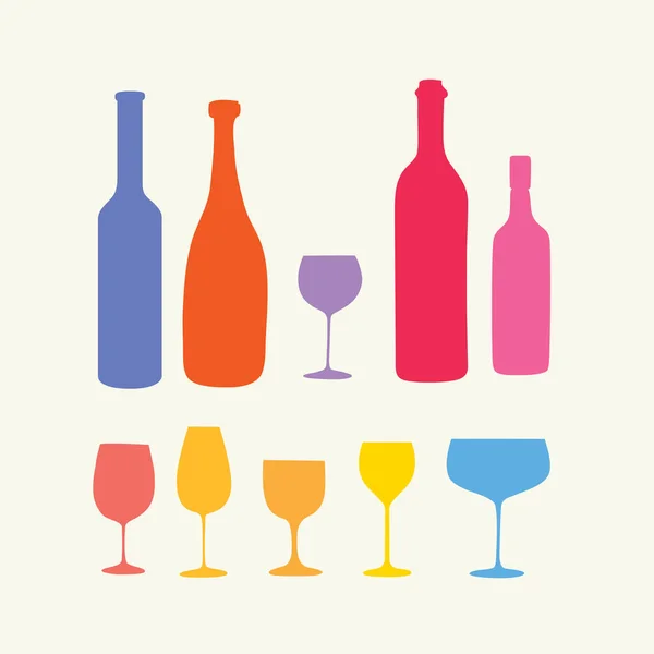 Bouteille de vin et verres à vin — Image vectorielle