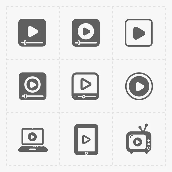 Modern vector flat video player icons. — Stock Vector