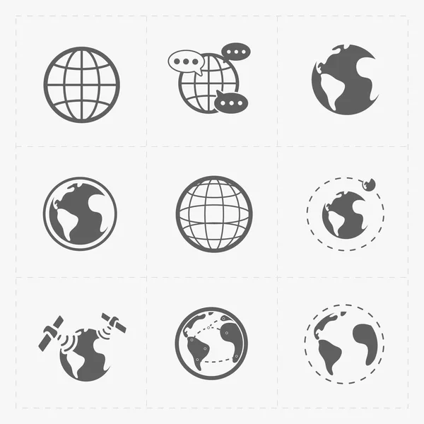 Earth vector icons set on white background. — Stock Vector