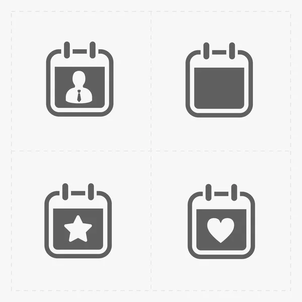 Vector zwarte Kalender Icons — Stockvector