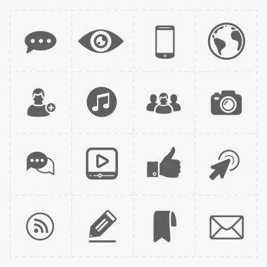 Beyaz Modern düz sosyal Icons set 