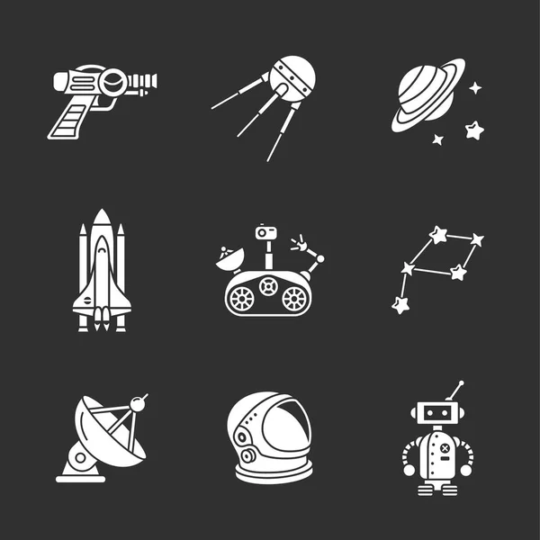 Nueve iconos de espacio con estilo — Archivo Imágenes Vectoriales