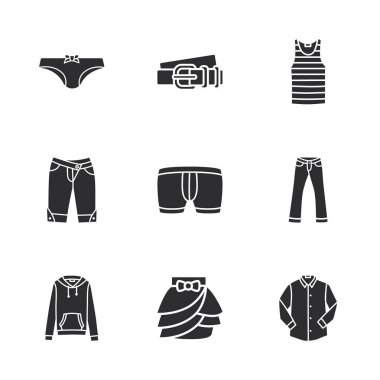 dokuz modern giysiler simgeler 