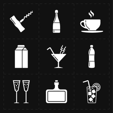 dokuz modern düz simgeler bar 