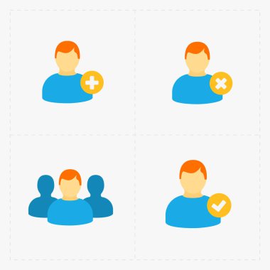 İnsanlar beyaz ayarla simgeler düz. 