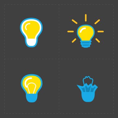 Renkli Işık Ampüller. Ampul Icon set. 