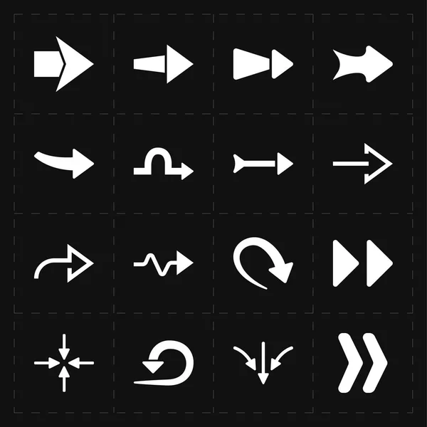 Zestien nieuwe eenvoudige pijlen — Stockvector