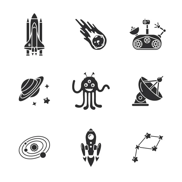 Neuf icônes de l'espace élégant — Image vectorielle