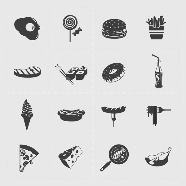 快餐食品黑色图标集 — 图库矢量图片