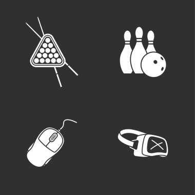 dört düz oyun simgeleri 