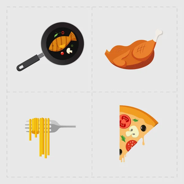 Beyaz arka plan üzerinde renkli Fast Food Icon Set — Stok Vektör