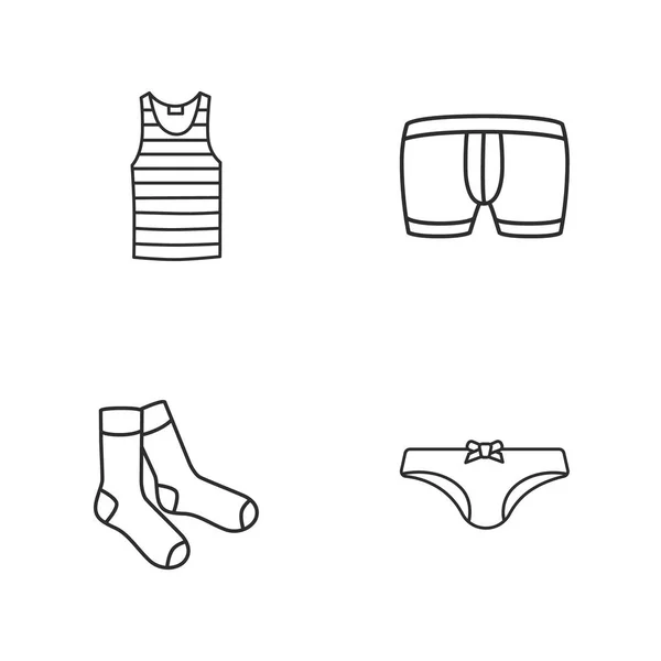 Cuatro iconos de ropa moderna — Vector de stock