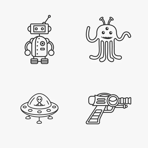 Cuatro iconos de espacio con estilo — Vector de stock