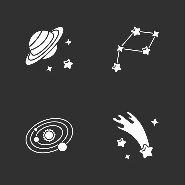 Quatre icônes de l'espace élégant — Image vectorielle