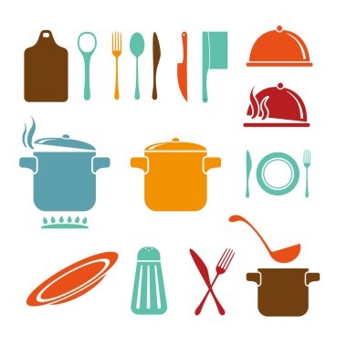 Mutfak vektör simgeleri ayarlandı 