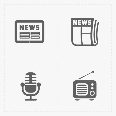 Beyaz arka plan üzerinde vektör Medya Icons set 