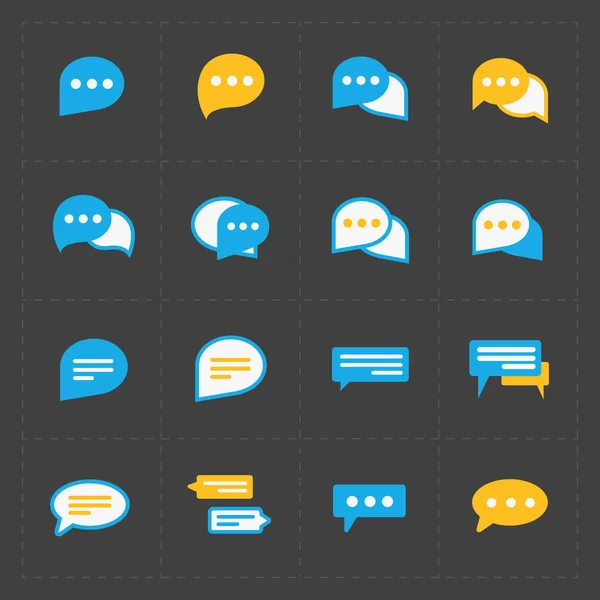 Colorful Speech bubble icons on black background. Vector illustr — Stock Vector