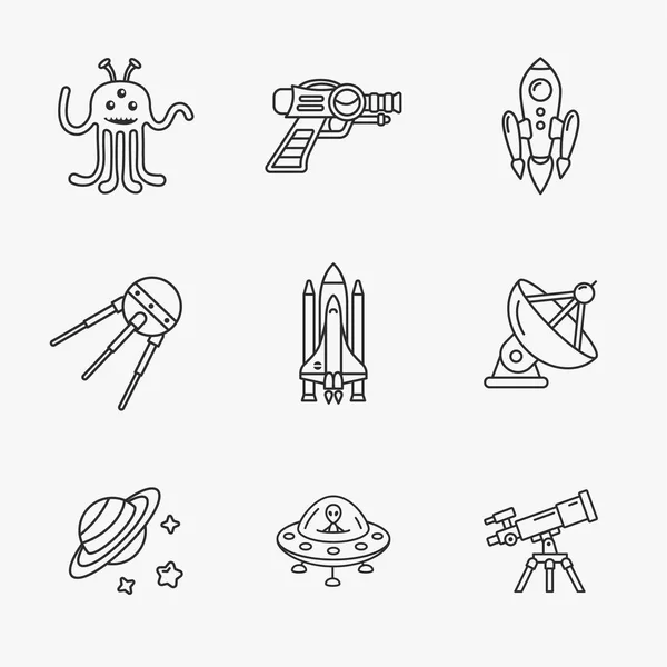 Дев'ять стильних іконок простору — стоковий вектор